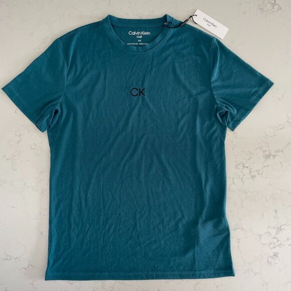 Calvin Klein Golf Other - Calvin Klein Golf SS Crew Nk 100% Polyester CK Logo Tech T Shirt Teal Green Sz S